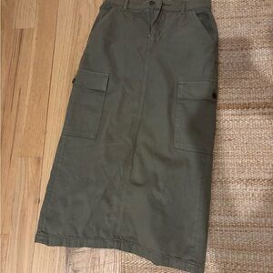 Reformation Khaki Midi Skirt